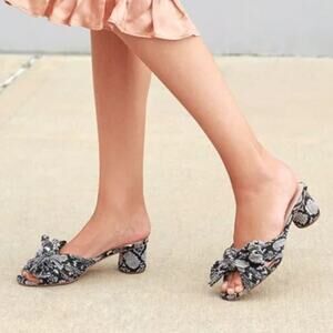 Loeffler Randal Emilia Penny Pleated Knot Sandals Womens 6.5 python snake